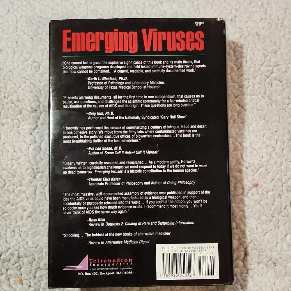 Emerging Viruses AIDS & Ebola by Leonard G. Horowitz (1996) HC Tetrahedron